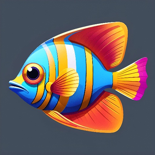 a colorful fish with a big eye on a gray background