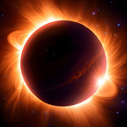 image of a solar eclipse with a star in the background
