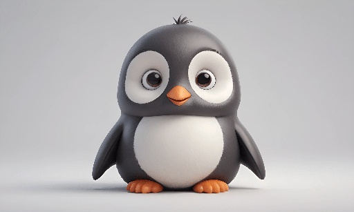 a small penguin that is sitting on the ground