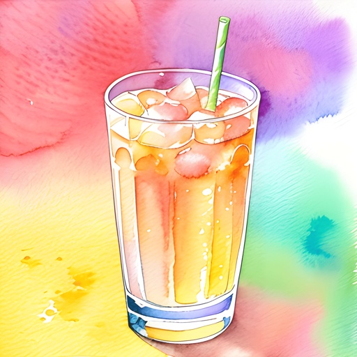a painting of a drink with a straw in it