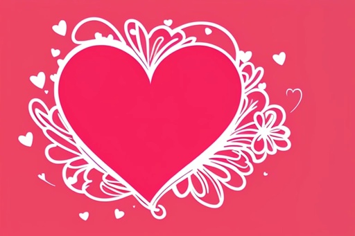 a close up of a heart with a swirly border on a pink background