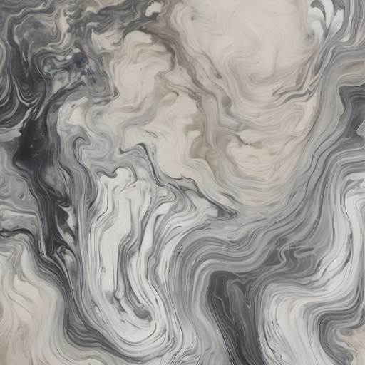 a close up of a painting of a black and white swirl
