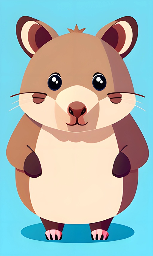 a cartoon hamster standing up with its paws on its chest