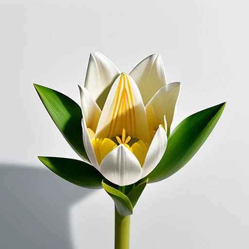 a white flower with yellow center in a vase