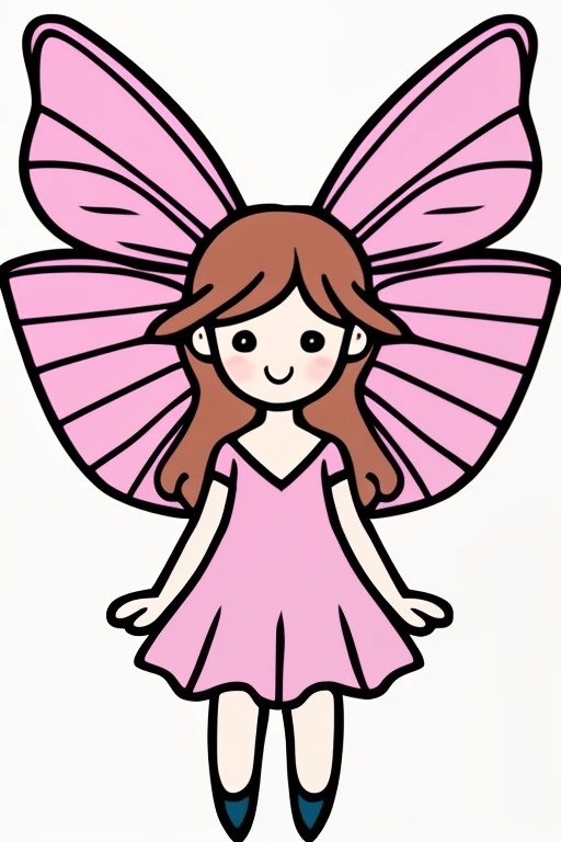cartoon fairy girl with pink wings and a pink dress