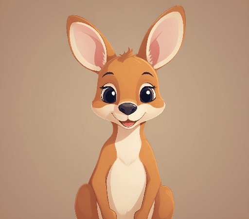 cartoon kangaroo sitting on the ground with a brown background