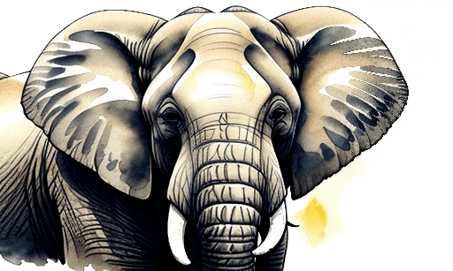 a drawing of an elephant with a tusk
