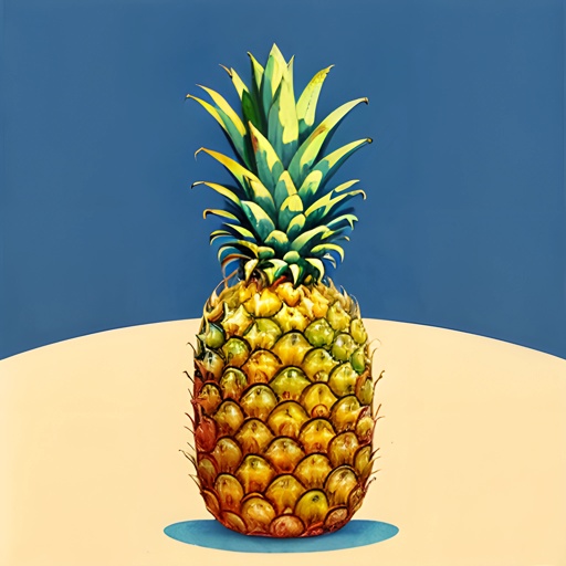 a pineapple sitting on a table with a blue background
