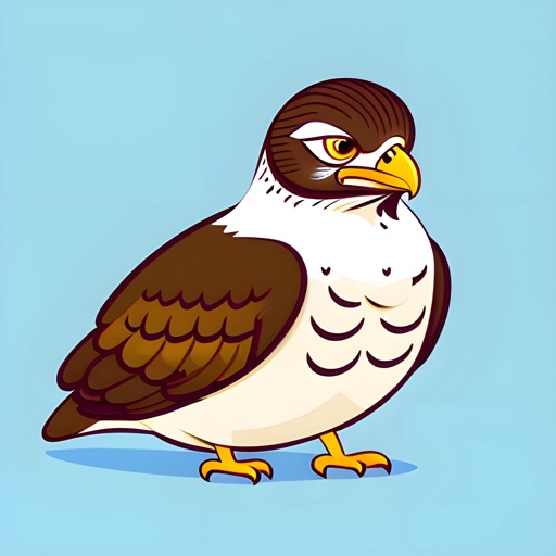 cartoon bird with a brown and white head and a black beak