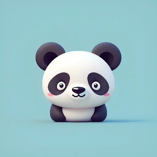 a panda bear sitting on a blue surface