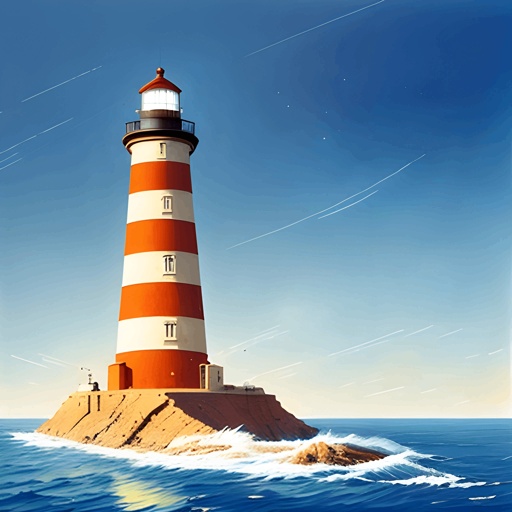 a lighthouse on a small island in the ocean