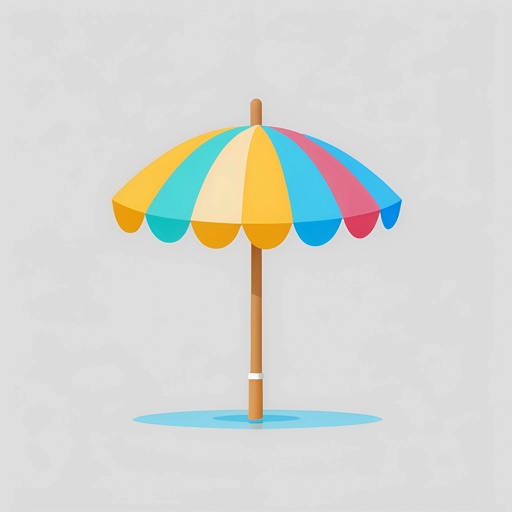 a colorful umbrella with a wooden pole on the beach