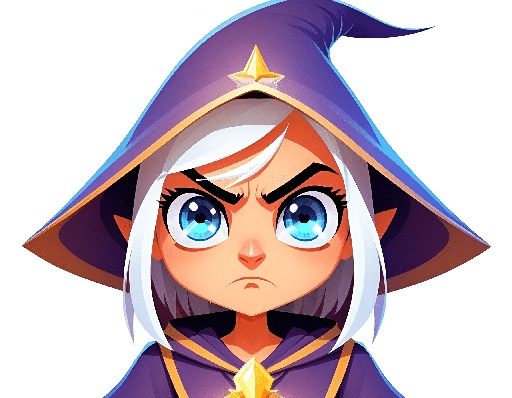 cartoon image of a woman dressed in a wizard costume holding a star