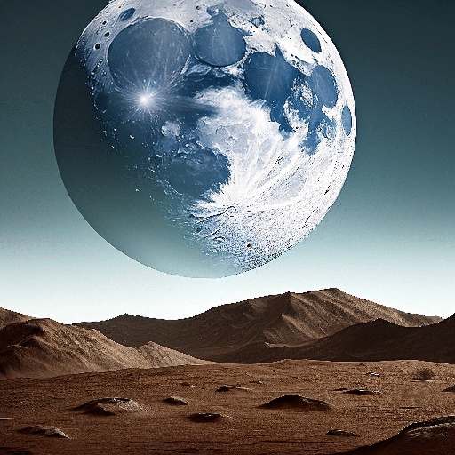 view of a planet with a blue sky and a desert landscape