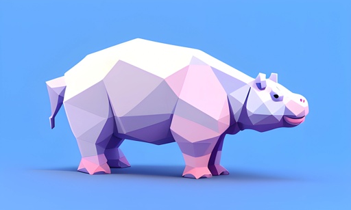 a low poly animal that is standing on a blue surface