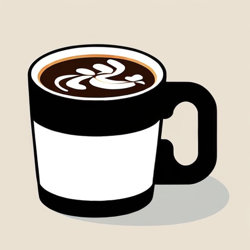 a cup of coffee with a white and black design