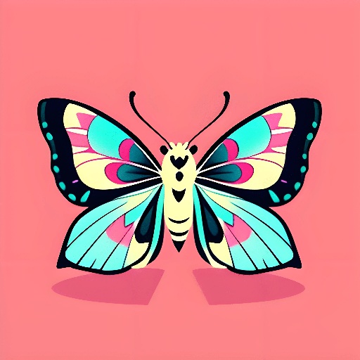 brightly colored butterfly on pink background with shadow