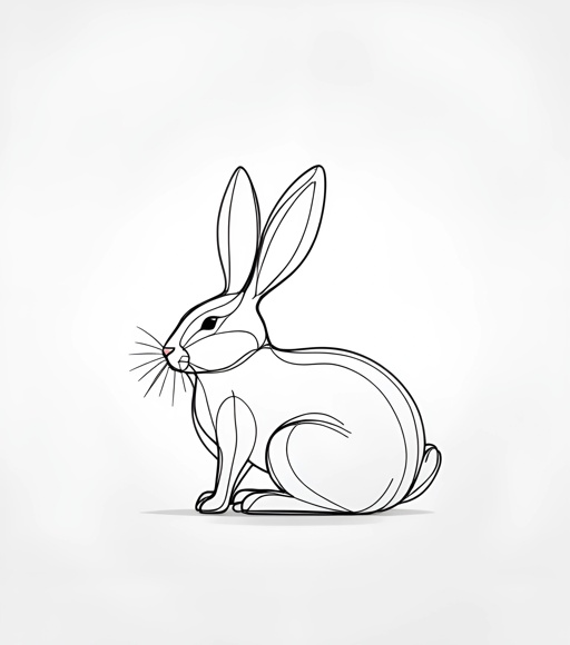 a drawing of a rabbit sitting on a white surface