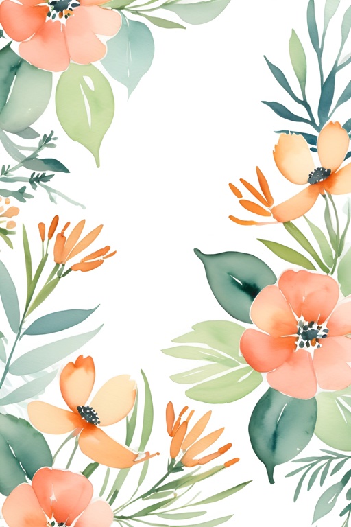 a floral background with orange flowers and green leaves