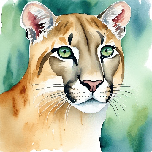 a painting of a cougar with green eyes
