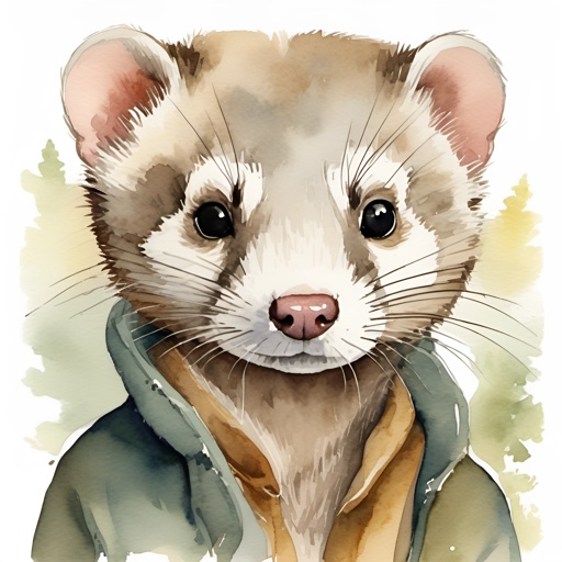 a ferret that is wearing a jacket and a hoodie