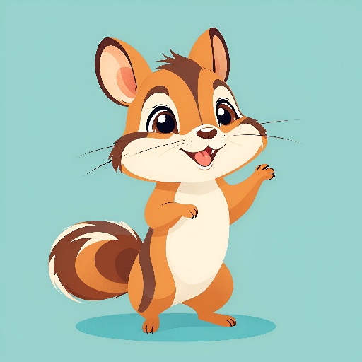 cartoon squirrel standing up with its paws spread out