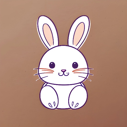 a cartoon rabbit sitting on the ground with a brown background
