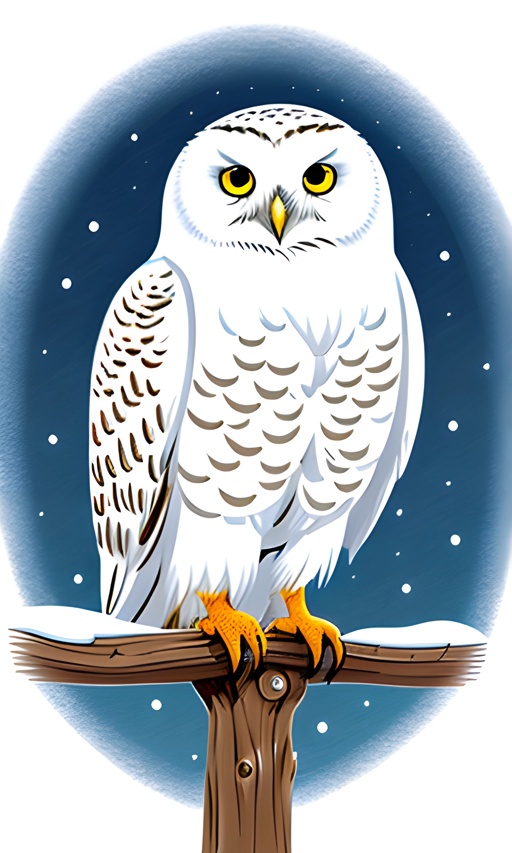 snowy owl sitting on a branch in front of a full moon