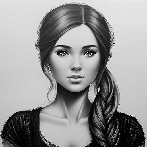 a close up of a drawing of a woman with a braid