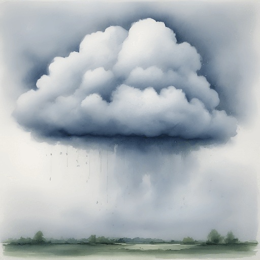 a painting of a cloud that is raining down