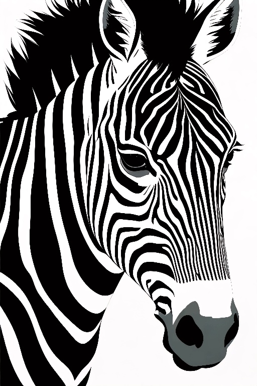 zebra with black and white stripes and a black nose