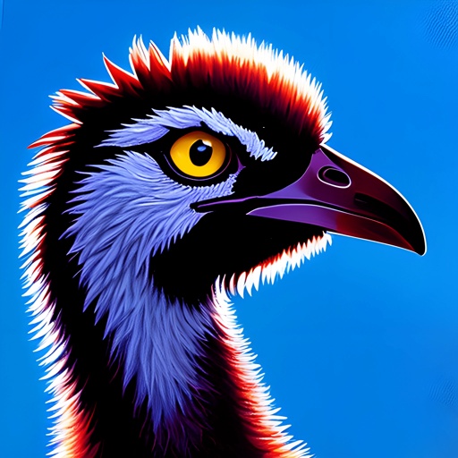 painting of a bird with a bright yellow eye and a black beak