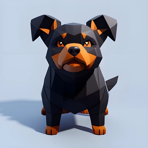 a low polygonal dog with a sad look
