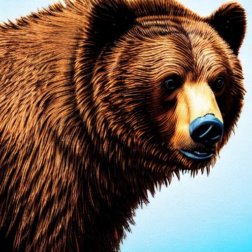a painting of a bear that is looking at the camera