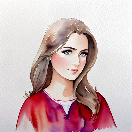 painting of a woman with long hair and a red top