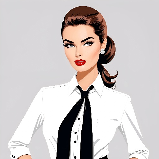 a woman in a white shirt and black tie