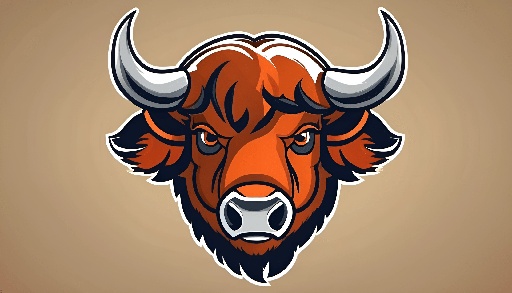 a close up of a bull's head with a brown background