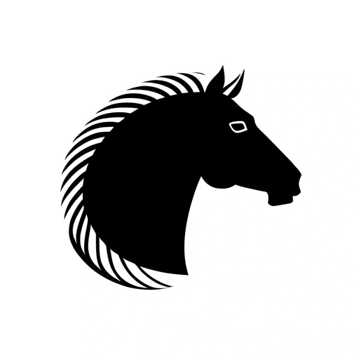 a black horse head with a long mane
