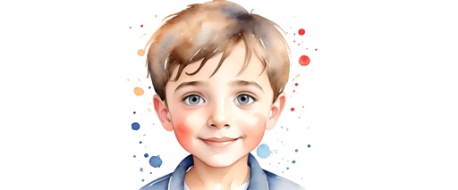a watercolor painting of a boy with a tie on