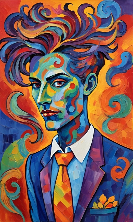 painting of a man with a tie and a suit jacket