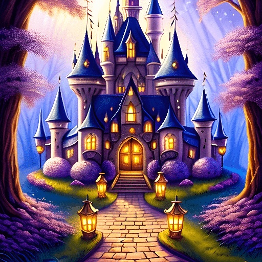 a close up of a castle with a pathway leading to it