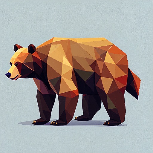 a bear that is standing in the middle of a blue background