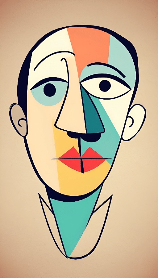 a drawing of a man with a colorful face