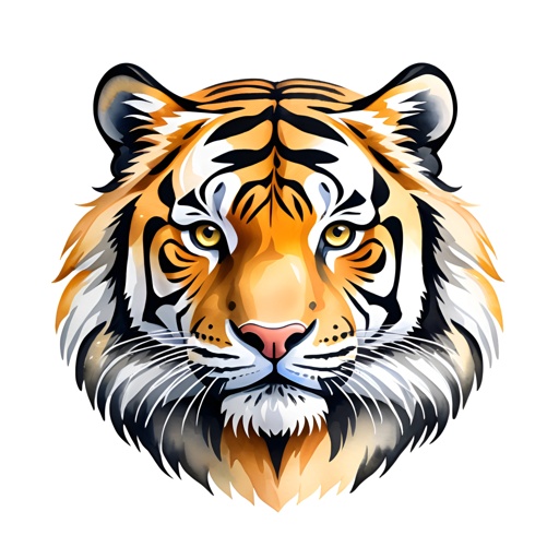 a tiger head with a white background