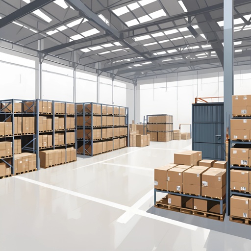 a large warehouse with a lot of boxes on the shelves