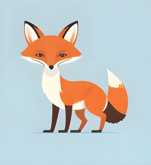 a cartoon fox standing in the snow with a blue background