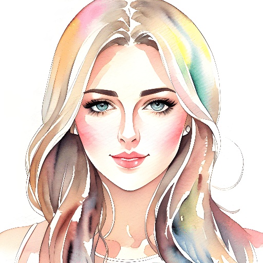 a watercolor painting of a woman with long hair