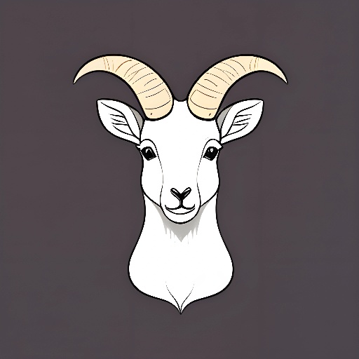 a goat head with a long horn on a dark background