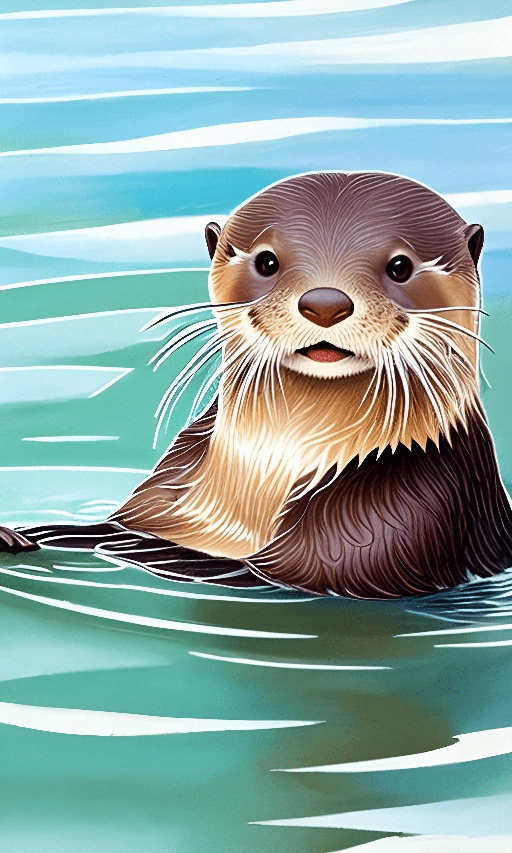 a drawing of a otter floating in the water