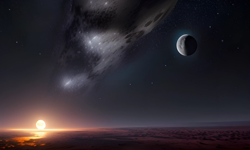 a view of a moon and a planet from the ground
